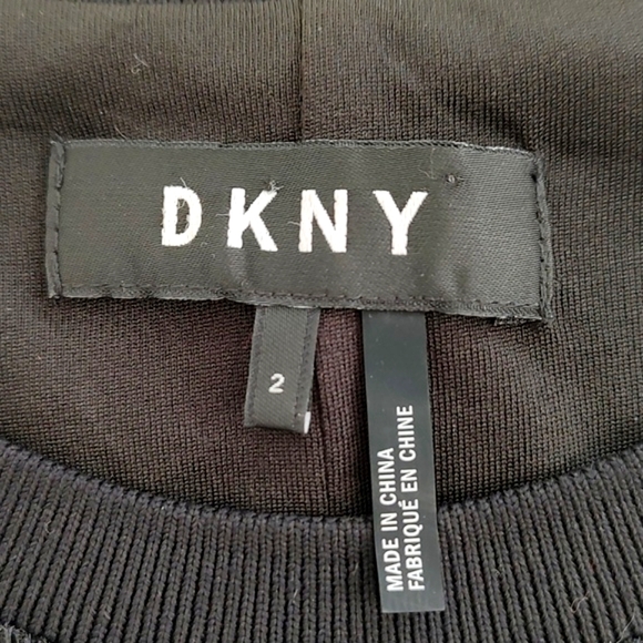 DKNY Womens Black Sequins Mesh Rib Collar & Sleeve Party Cocktail Dress/Size 2 - Picture 9 of 10